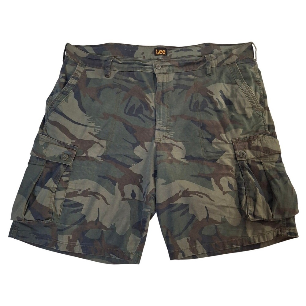 Lee Camo Cargo Shorts Men's 42x10 Green Woodland Camouflage Ripstop Stretch